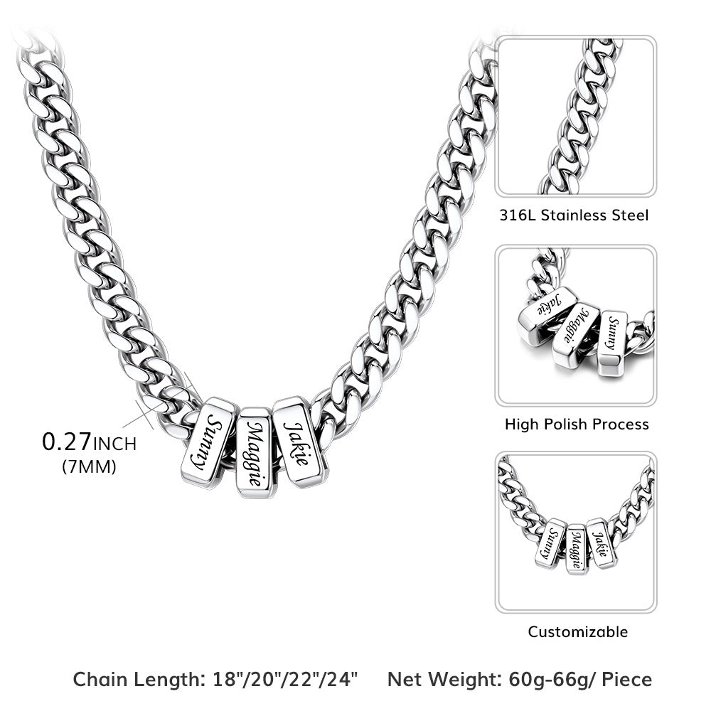 Custom Multi Charm Name Cuban Link Chain Necklace for Father Gift