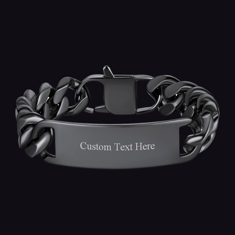 Customized Engraved Id Bar Cuban Chain Link Bracelet for