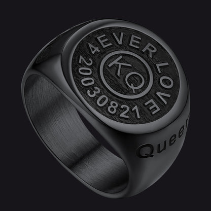 Gothic Engraving Initial Signet Ring for