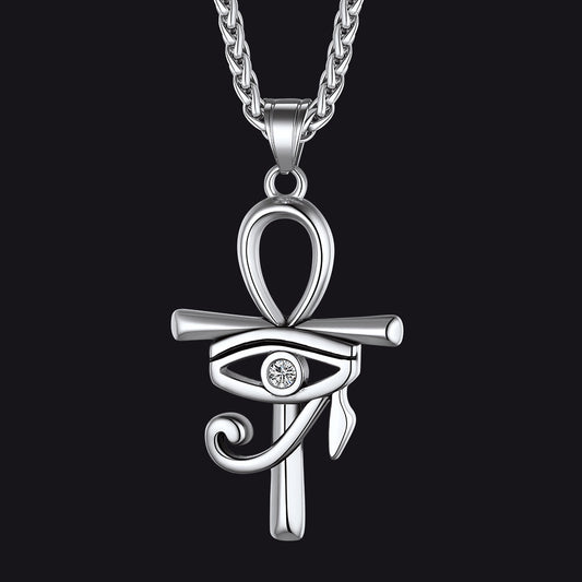 Egyptian Ankh Cross Necklace Pendant With Eye of Horus