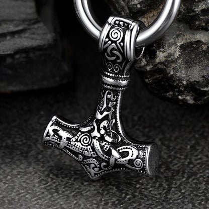 Viking Thor's Hammer Mjolnir Dangle Hoop Earrings Jewelry for
