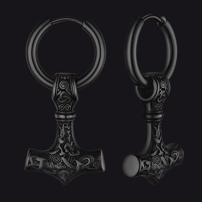 Battle Axe Viking Dangle Hoop Earrings for