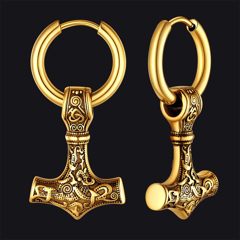 Battle Axe Viking Dangle Hoop Earrings for