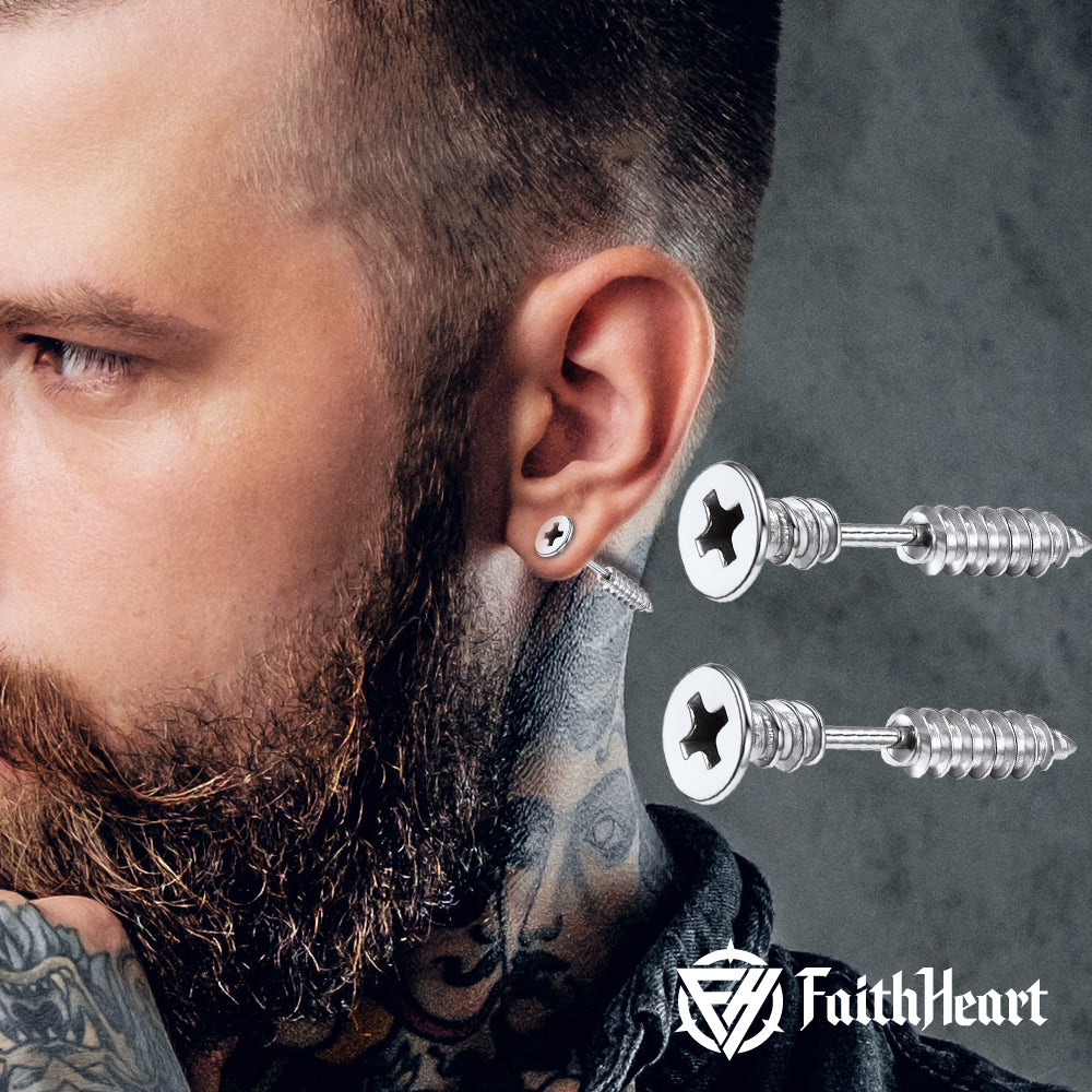 Screw Back Stud Earrings Set of 3 Pairs for