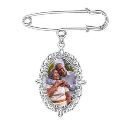 Customized Memorial Photo Charm Boutonniere Pins for Wedding