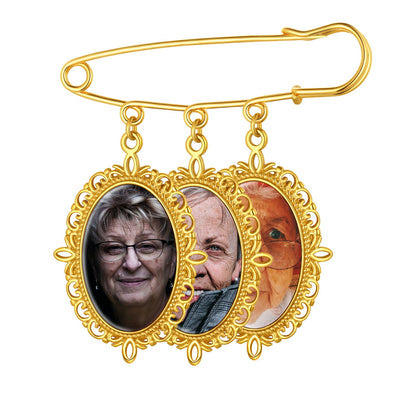 Customized Memorial Photo Charm Boutonniere Pins for Wedding