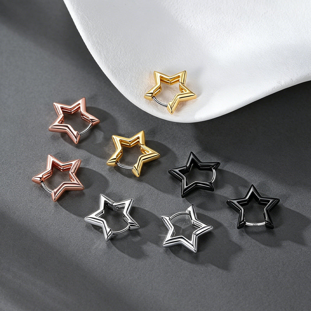 Classic Y2k Hollow Star Hoop Earrings for
