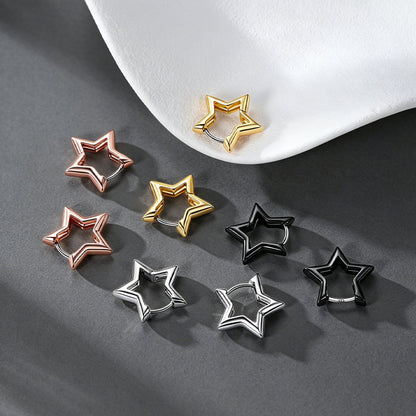 Classic Y2k Hollow Star Hoop Earrings for