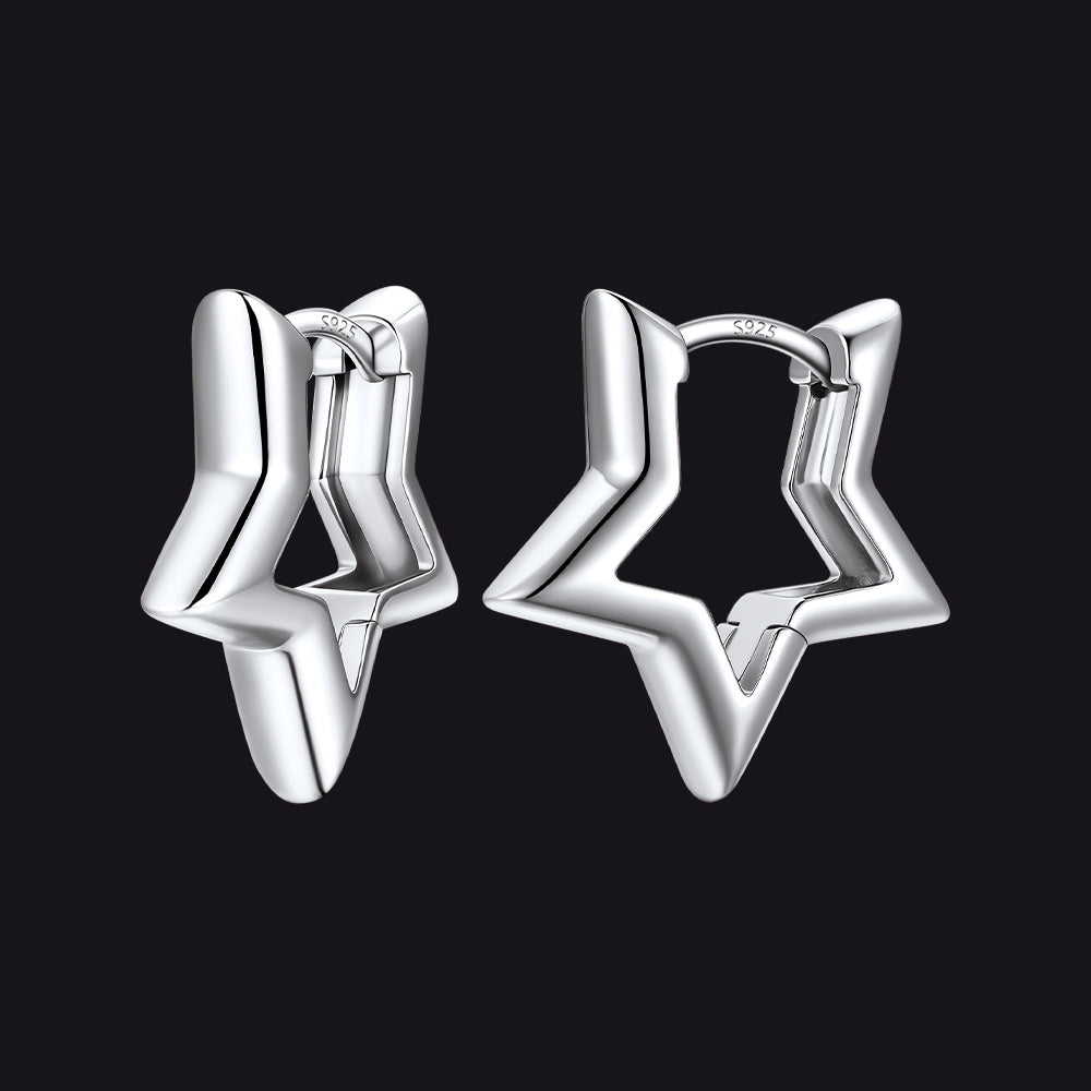 Classic Y2k Hollow Star Hoop Earrings for