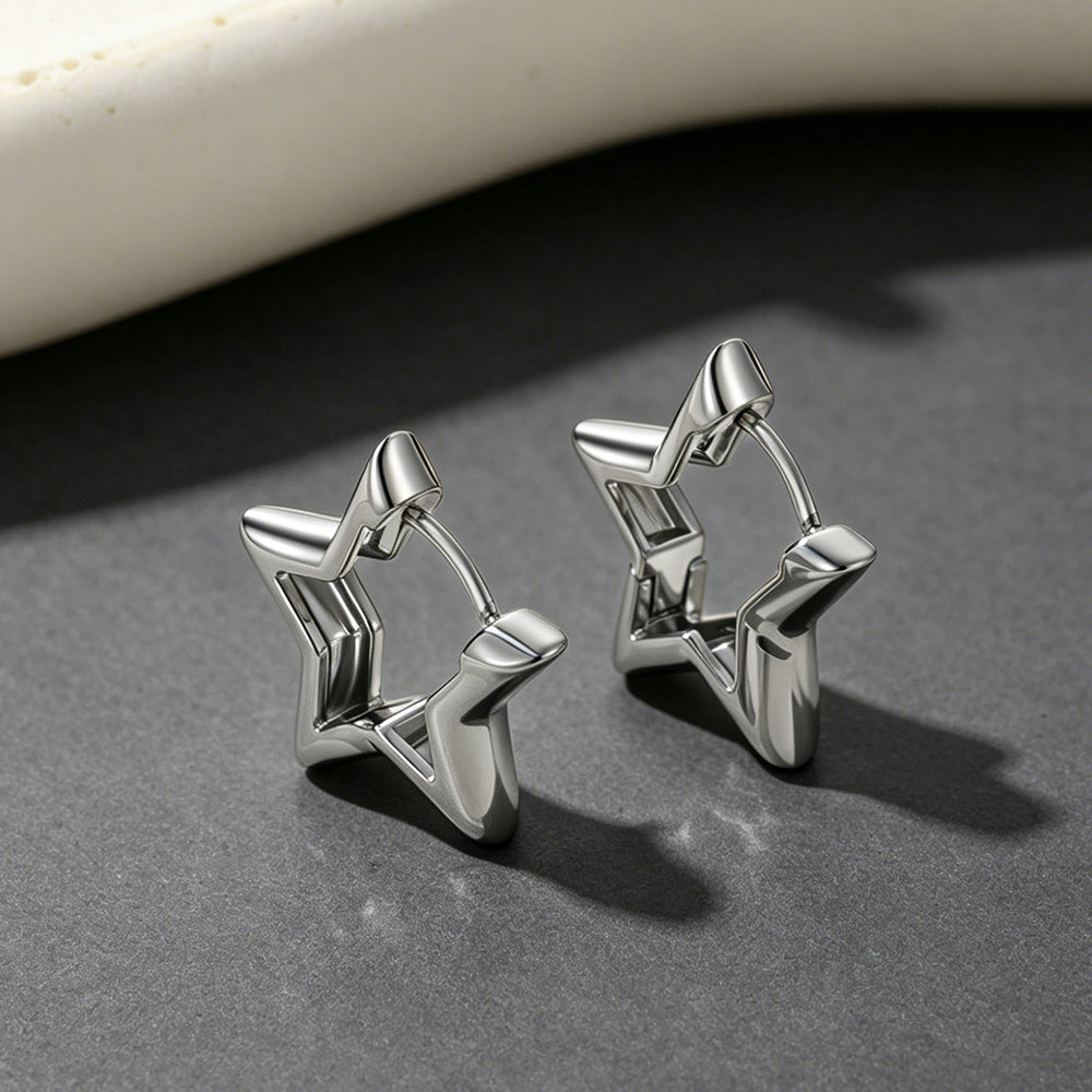 Classic Y2k Hollow Star Hoop Earrings for