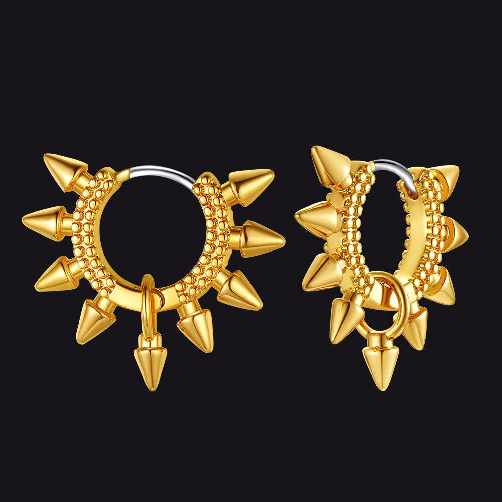 Rivet and Spike Hoop Earrings for