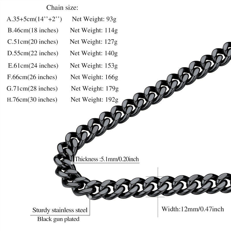 Sturdy Cuban Chain Necklace for 5/7/9/12mm Width