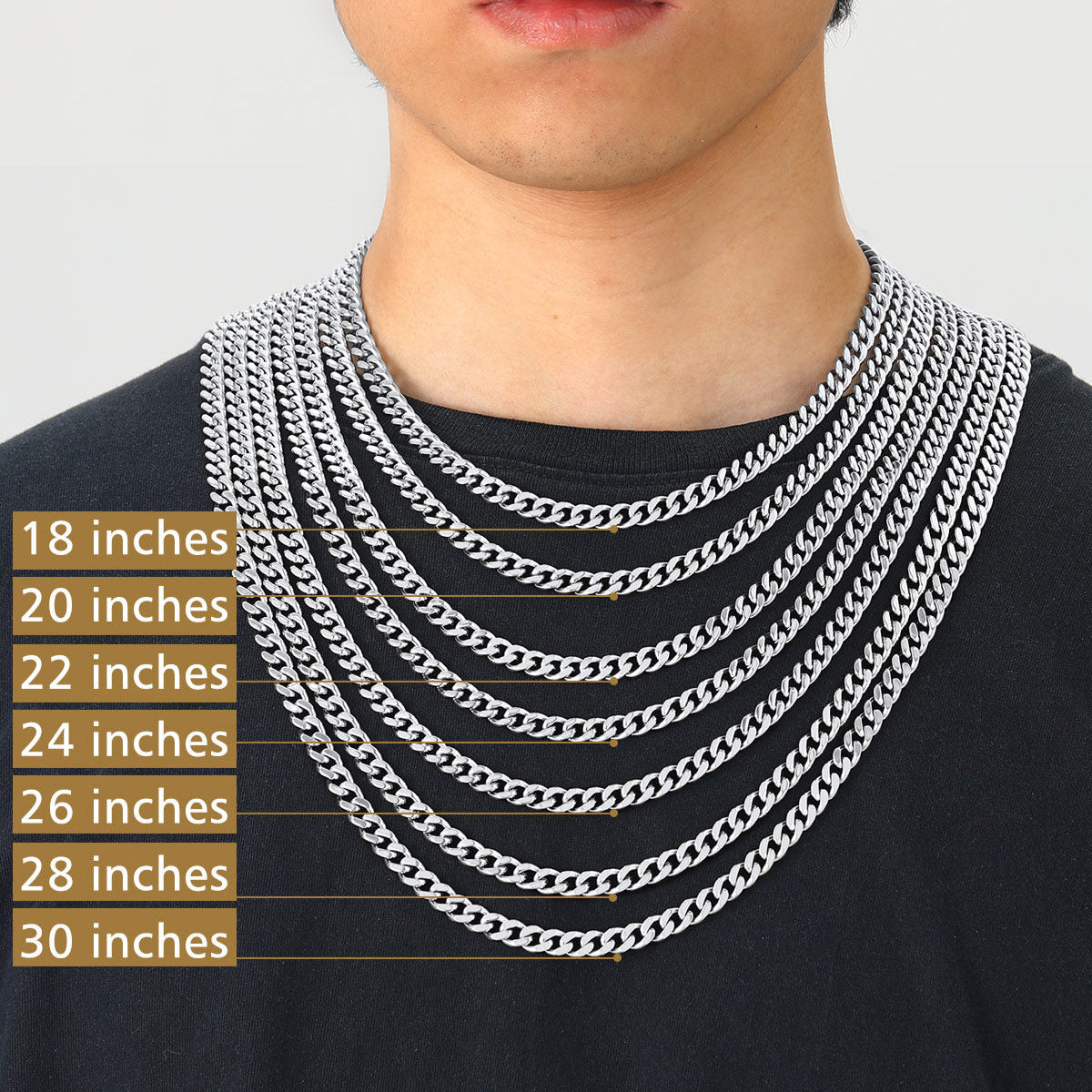 Sturdy Cuban Chain Necklace for 5/7/9/12mm Width
