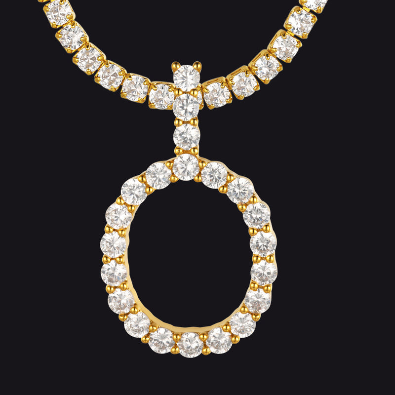 Initial Letter Pendant Necklace With Tennis Chain for