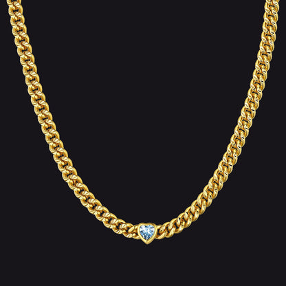 4.5mm Heart Birthstone Gold Chain Choker Necklace for