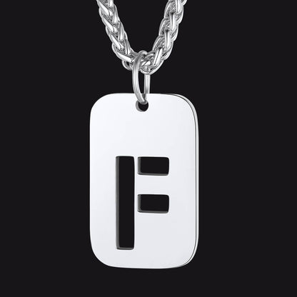 Personalized Hollow Letter Initial Dog Tag Pendant Necklace for