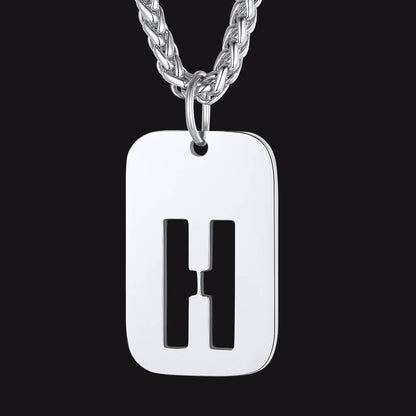Personalized Hollow Letter Initial Dog Tag Pendant Necklace for