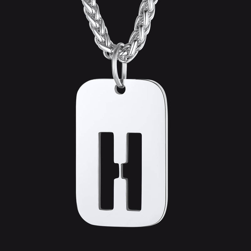 Personalized Hollow Letter Initial Dog Tag Pendant Necklace for