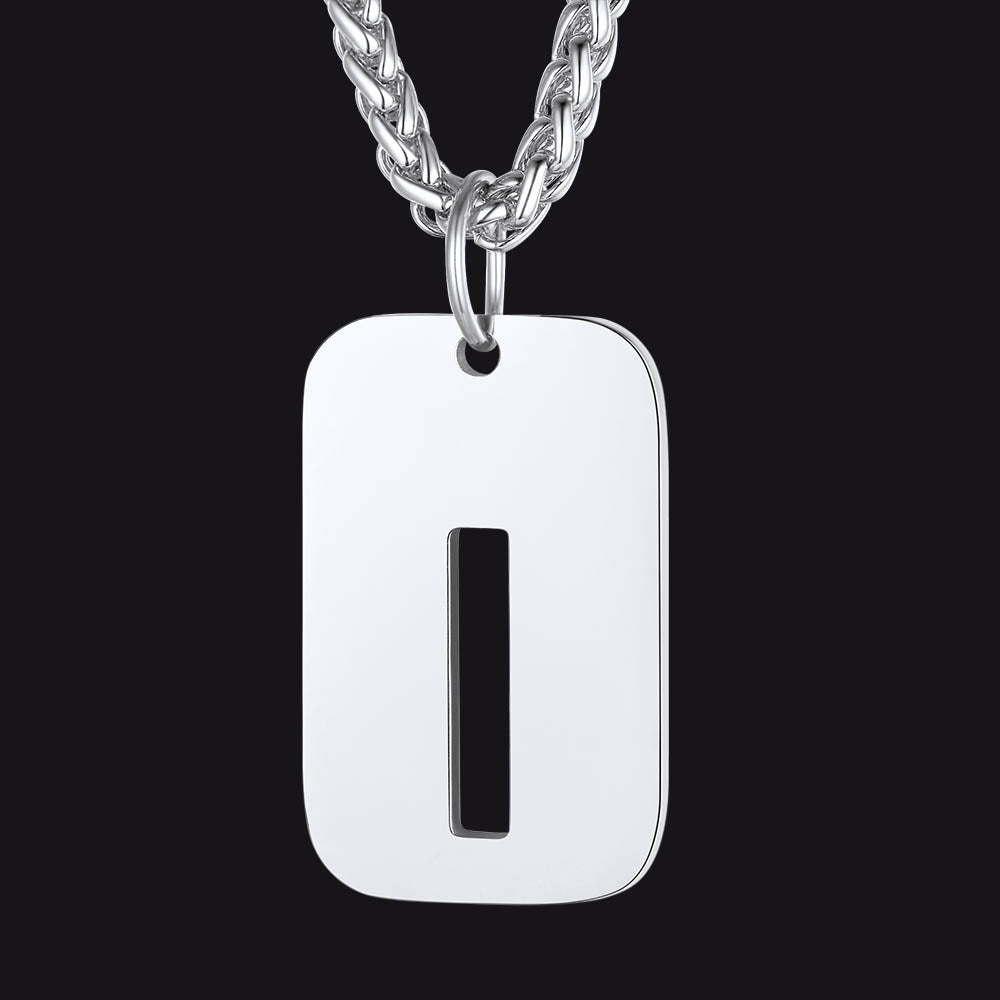 Personalized Hollow Letter Initial Dog Tag Pendant Necklace for