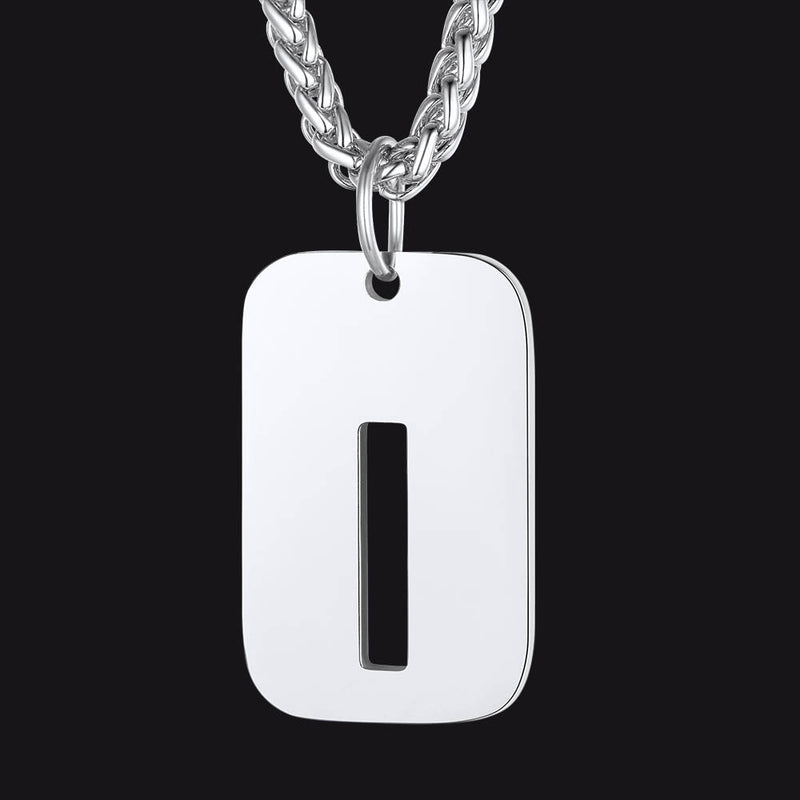Personalized Hollow Letter Initial Dog Tag Pendant Necklace for