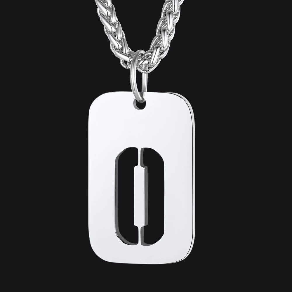 Personalized Hollow Letter Initial Dog Tag Pendant Necklace for