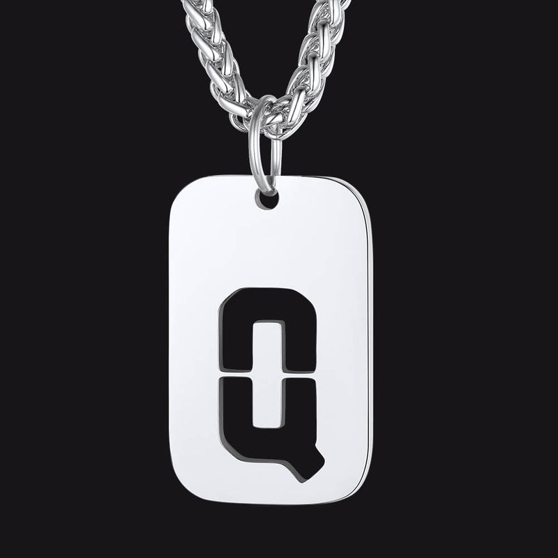Personalized Hollow Letter Initial Dog Tag Pendant Necklace for