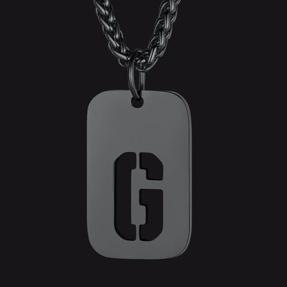 Personalized Hollow Letter Initial Dog Tag Pendant Necklace for