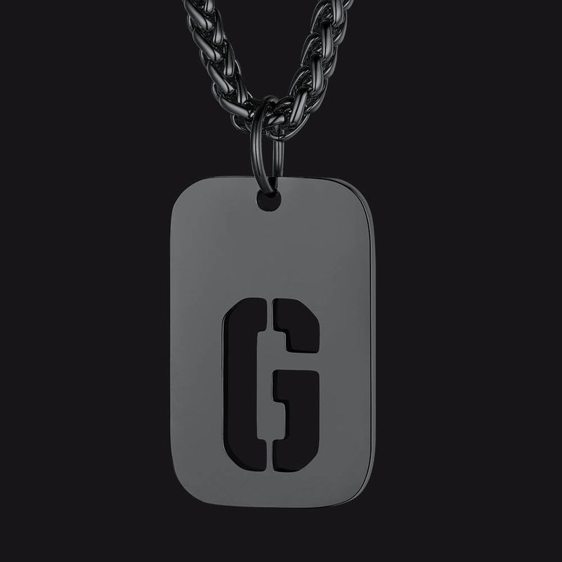 Personalized Hollow Letter Initial Dog Tag Pendant Necklace for