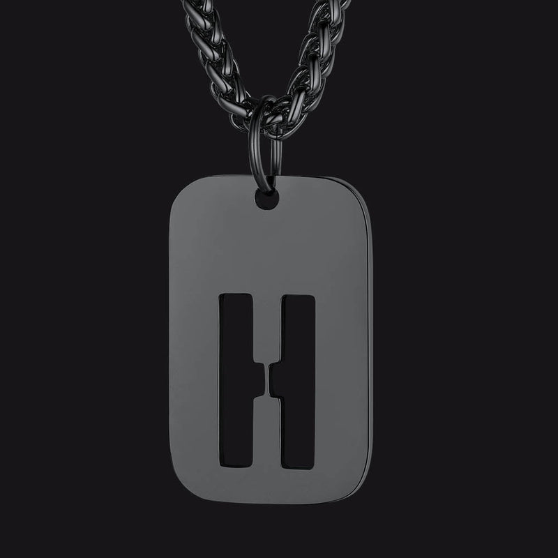 Personalized Hollow Letter Initial Dog Tag Pendant Necklace for