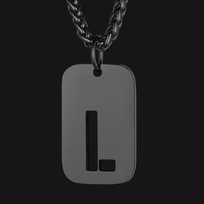Personalized Hollow Letter Initial Dog Tag Pendant Necklace for