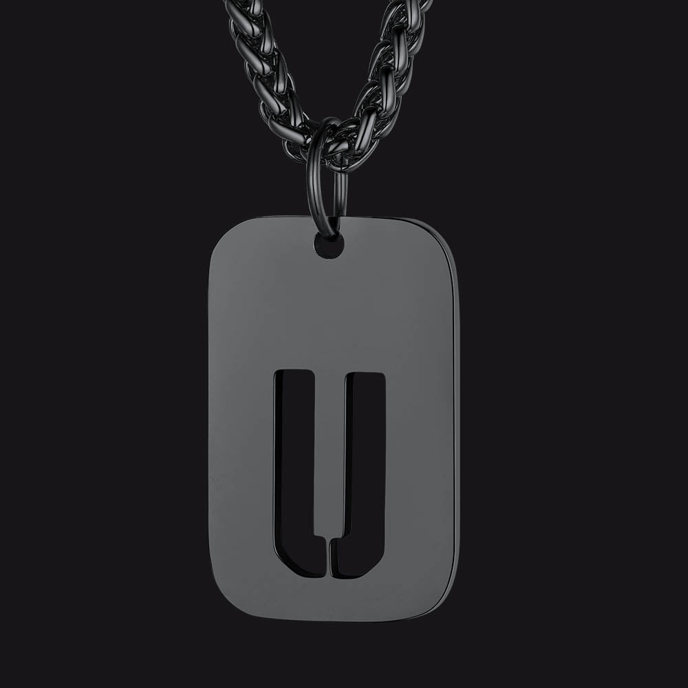 Personalized Hollow Letter Initial Dog Tag Pendant Necklace for
