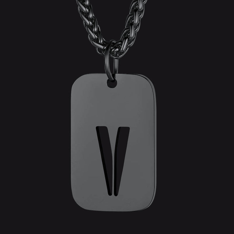Personalized Hollow Letter Initial Dog Tag Pendant Necklace for