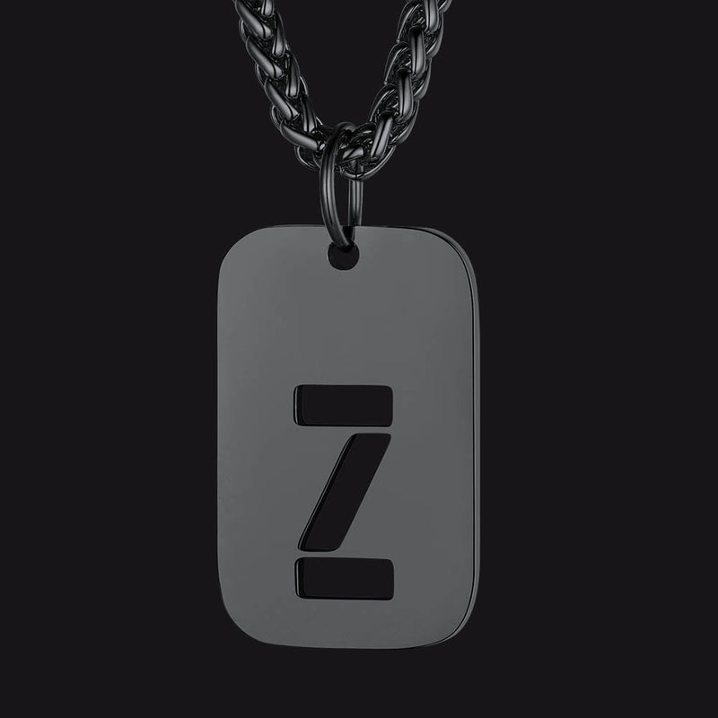 Personalized Hollow Letter Initial Dog Tag Pendant Necklace for
