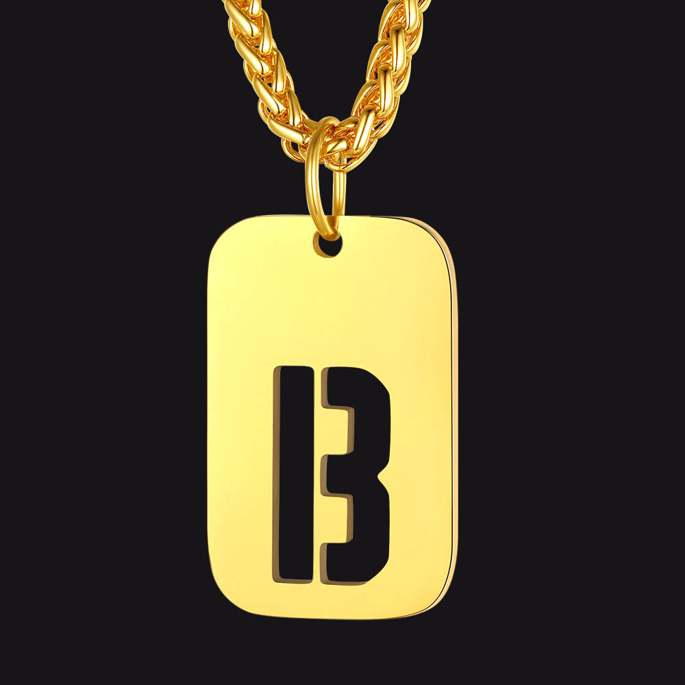 Personalized Hollow Letter Initial Dog Tag Pendant Necklace for