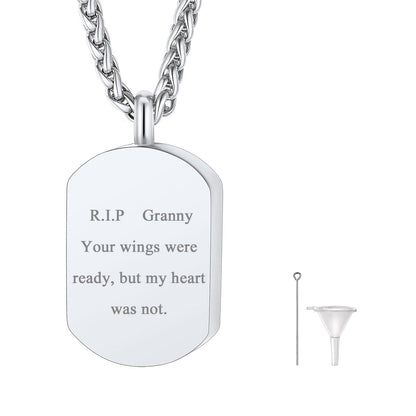 Customized Urn Dog Tag Necklace for Ashes Memorial Cremation Jewelry
