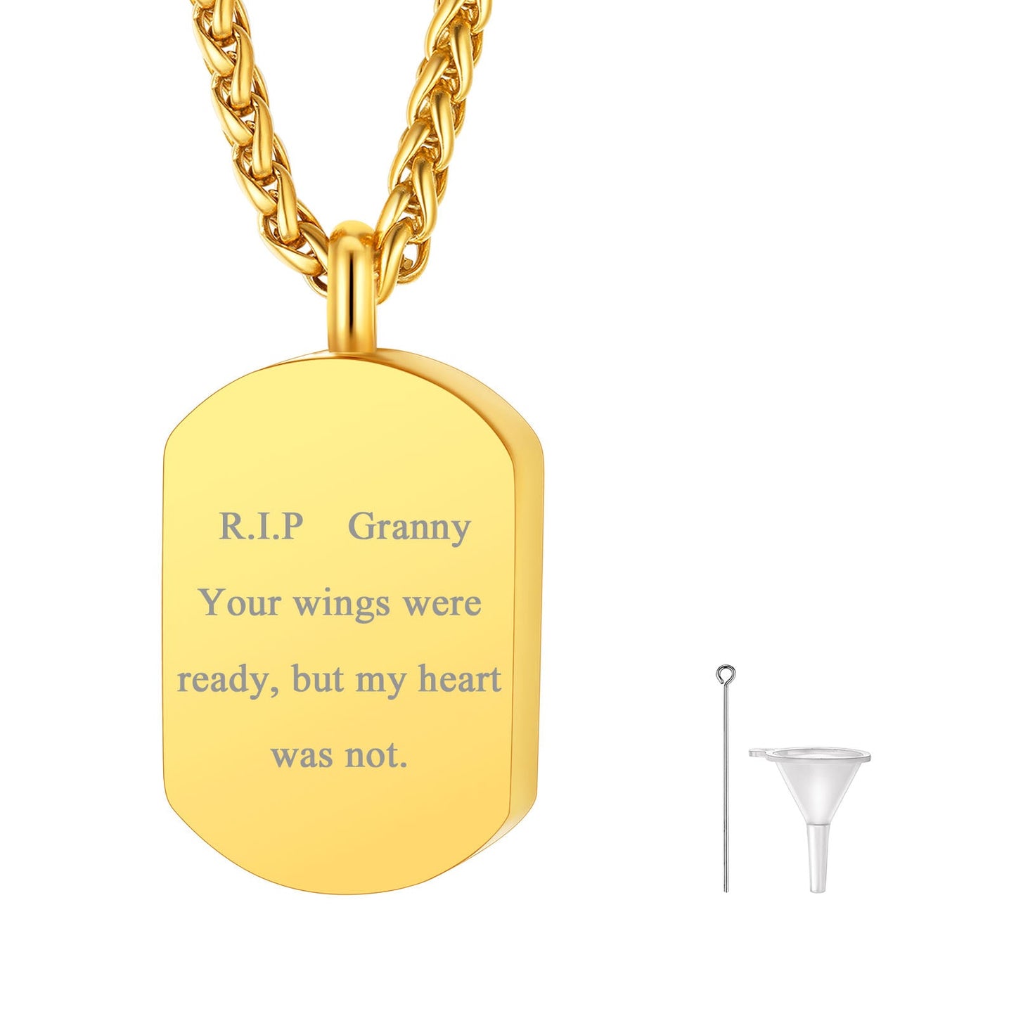 Customized Urn Dog Tag Necklace for Ashes Memorial Cremation Jewelry
