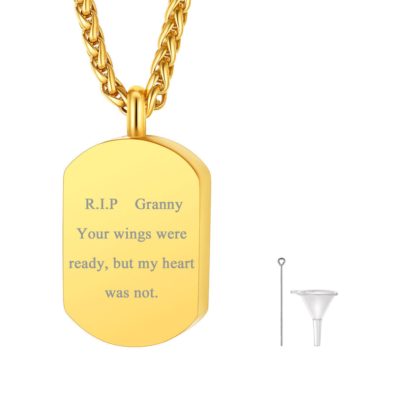 Customized Urn Dog Tag Necklace for Ashes Memorial Cremation Jewelry