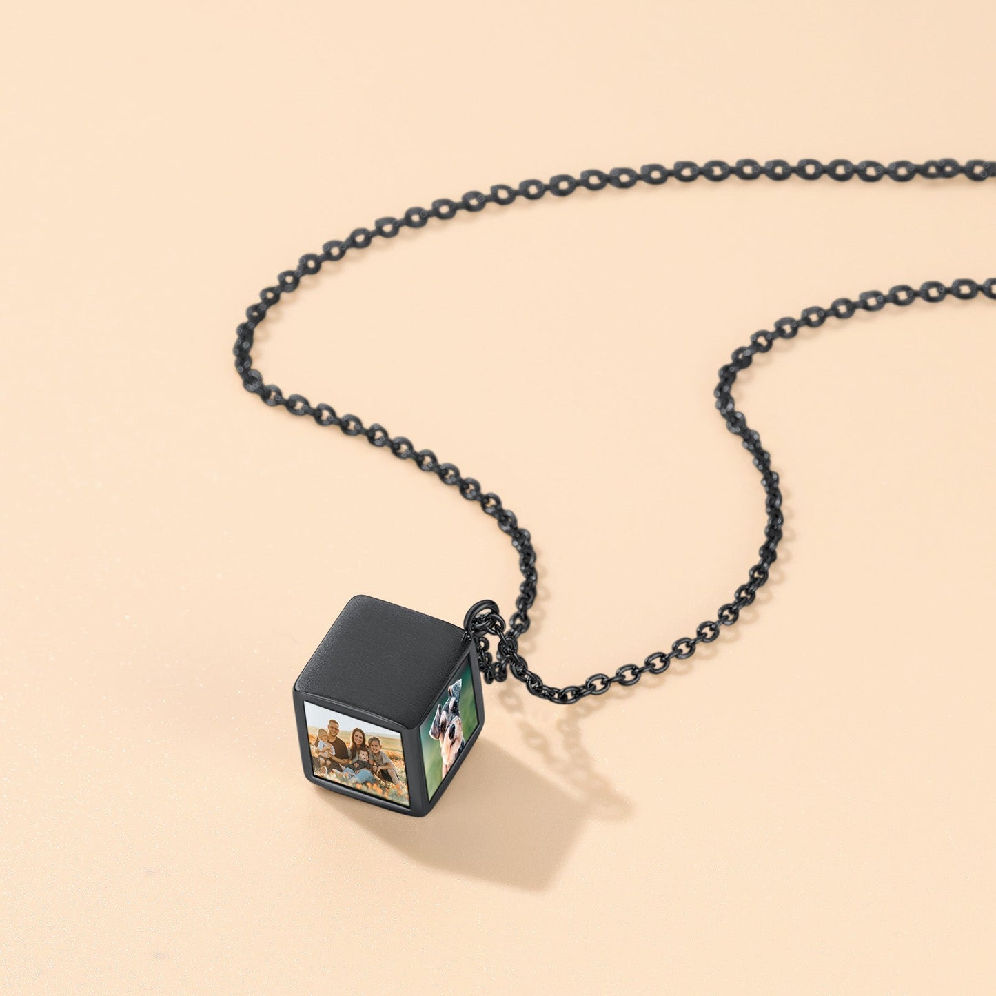 Personalized Cube Photo Pendant Necklace Memorial Gift for