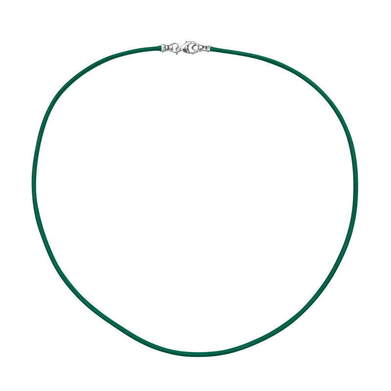 Sterling Silver 1.8mm Fine Emerald Green Leather Cord Necklace