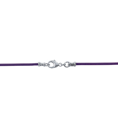 Sterling Silver 1.8mm Fine Purple Leather Cord Necklace