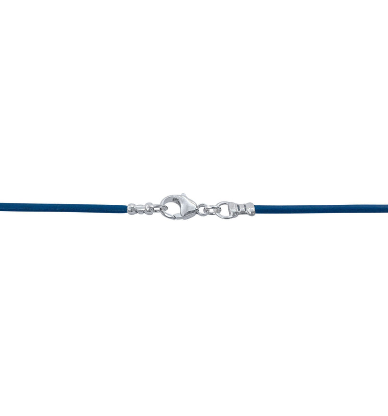 Sterling Silver 1.8mm Fine Royal Blue Leather Cord Necklace