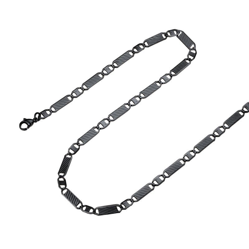 Flash Black Flat Mariner Chain Necklace for