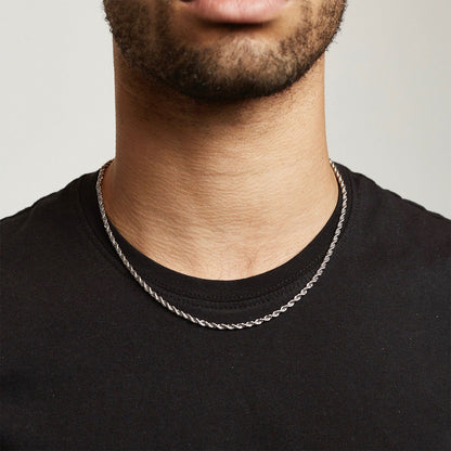 Twisted Rope Link Chain Stainless Steel Necklace for