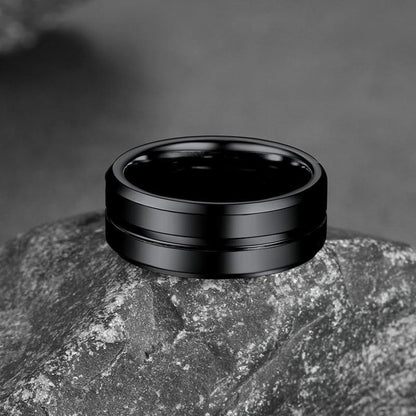 Grooved Tungsten Carbide Wedding Band Ring for 8mm