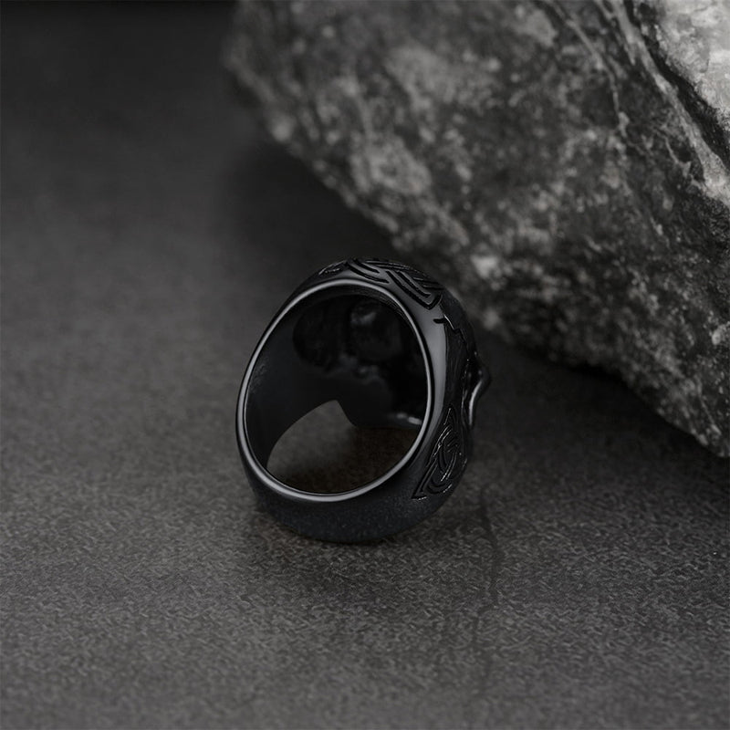 Gothic Skull Ring for With Viking Celtic Triquetra