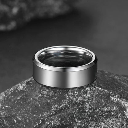 Beveled Edge Basic Wedding Tungsten Carbide Band Ring for