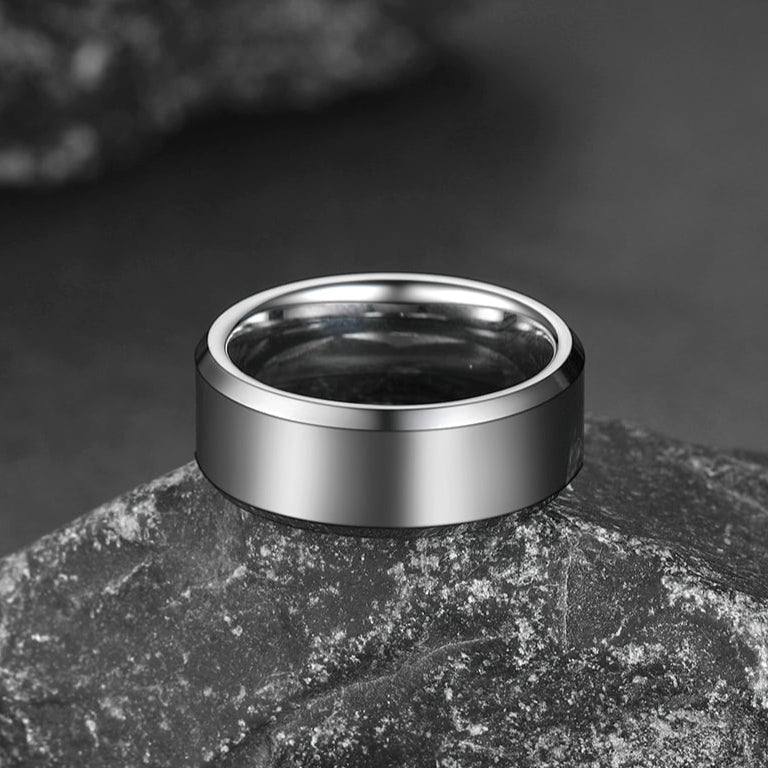 Beveled Edge Basic Wedding Tungsten Carbide Band Ring for