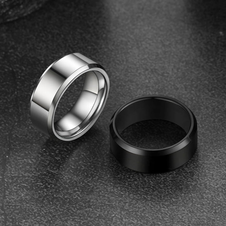 Beveled Edge Basic Wedding Tungsten Carbide Band Ring for