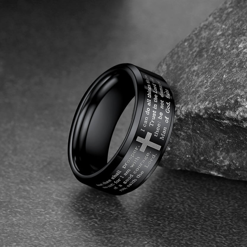 Christian Lord's Prayer Tungsten Carbide Band Ring for 8mm