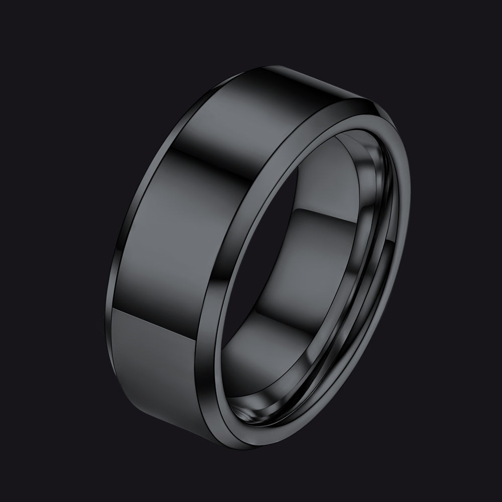Beveled Edge Basic Wedding Tungsten Carbide Band Ring for